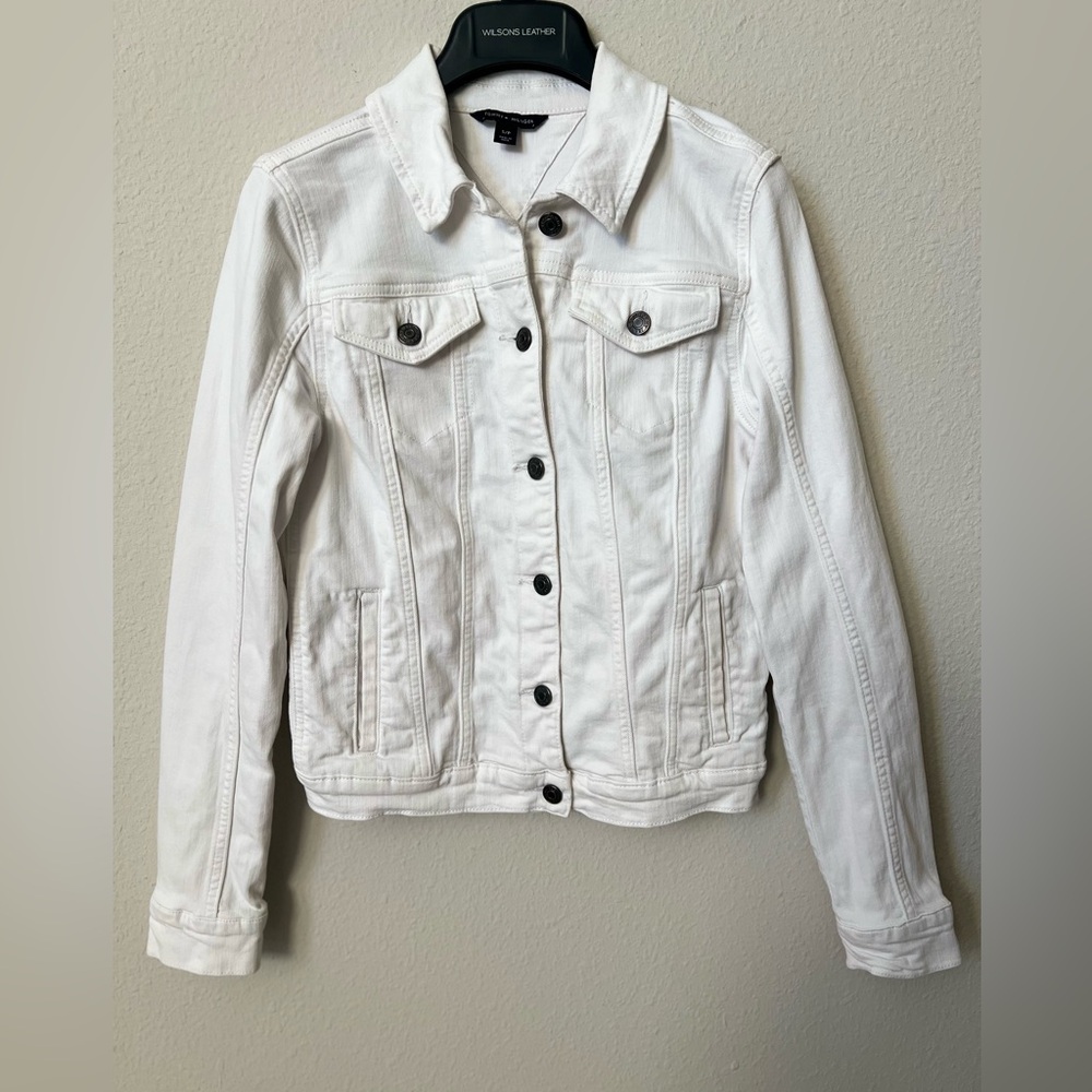 Tommy Hilfiger White Denim Jacket Size Small